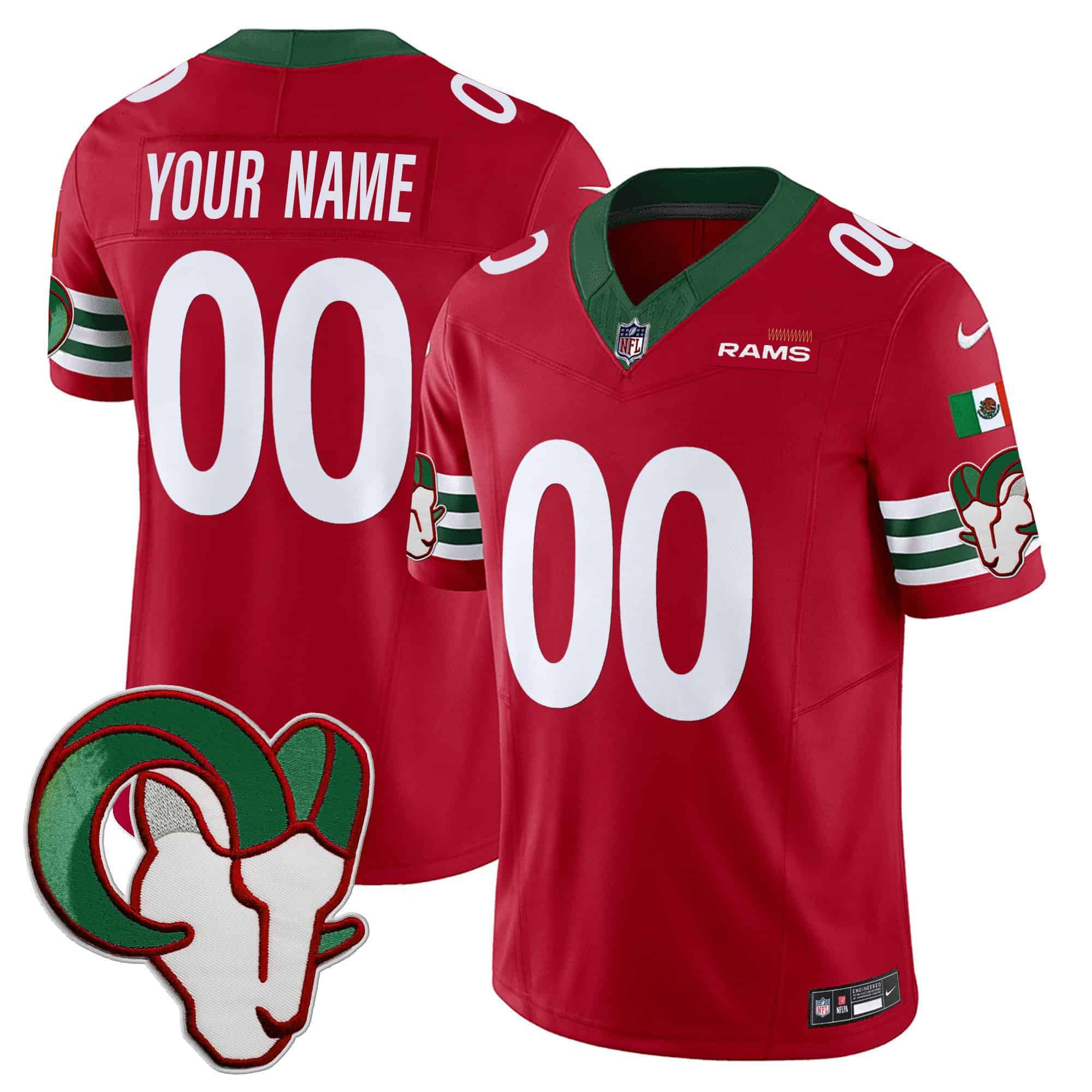 Men Los Angeles Rams Red 2024 Nike Mexico Vapor Limited Custom NFL Jersey style 1